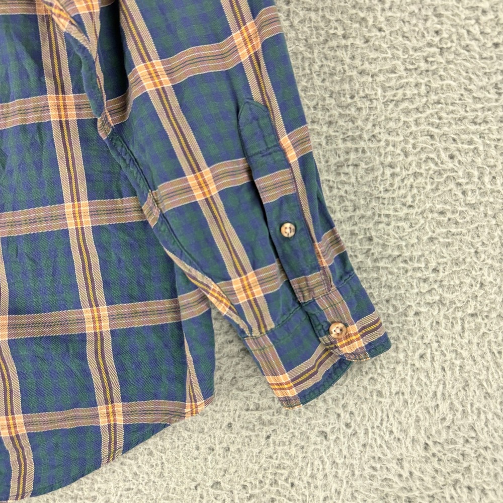 Eddie Bauer Button Down‎ Shirt Mens Medium Blue Plaid Long Sleeve Cotton Vintage - Picture 13 of 14